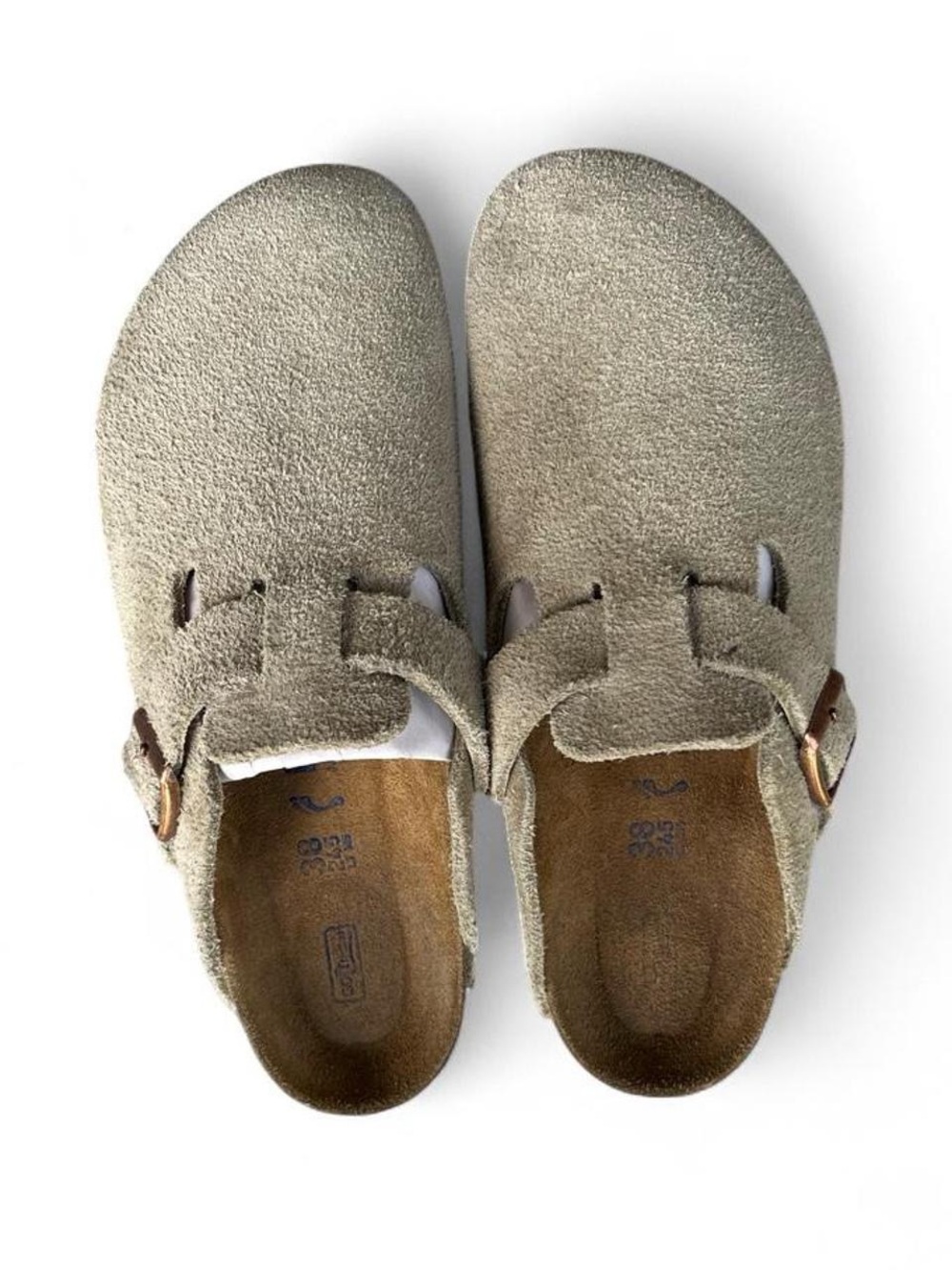 Birkenstock Boston Soft Footbed Taupe Suede Clogs US Women's EU 38 US 7 Narrow